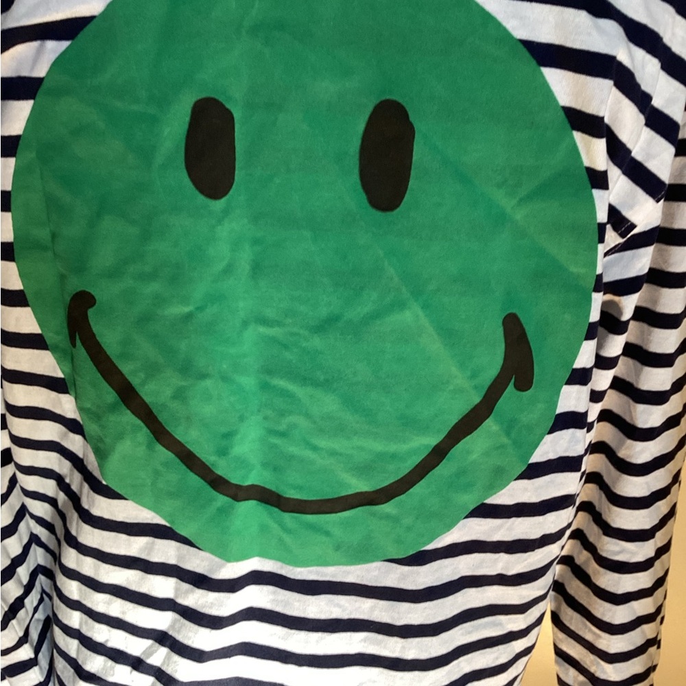 ZARA Striped Shirt with Green Smiley Face S